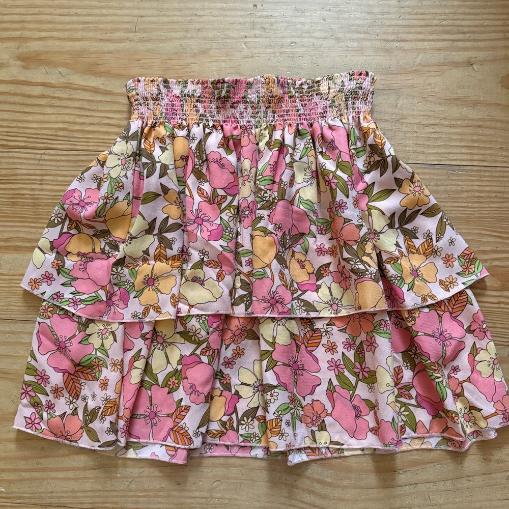 NWOT Show Me Your Mumu Pink Floral Smocked Mini Skirt